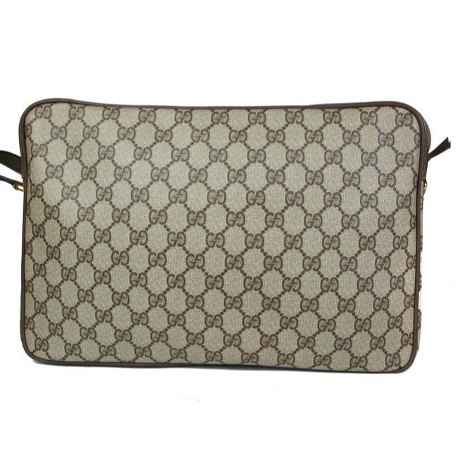 Gucci Early Accessory Collection School Bag Brown Large G Logo Print With Red And Green Shelly Strip