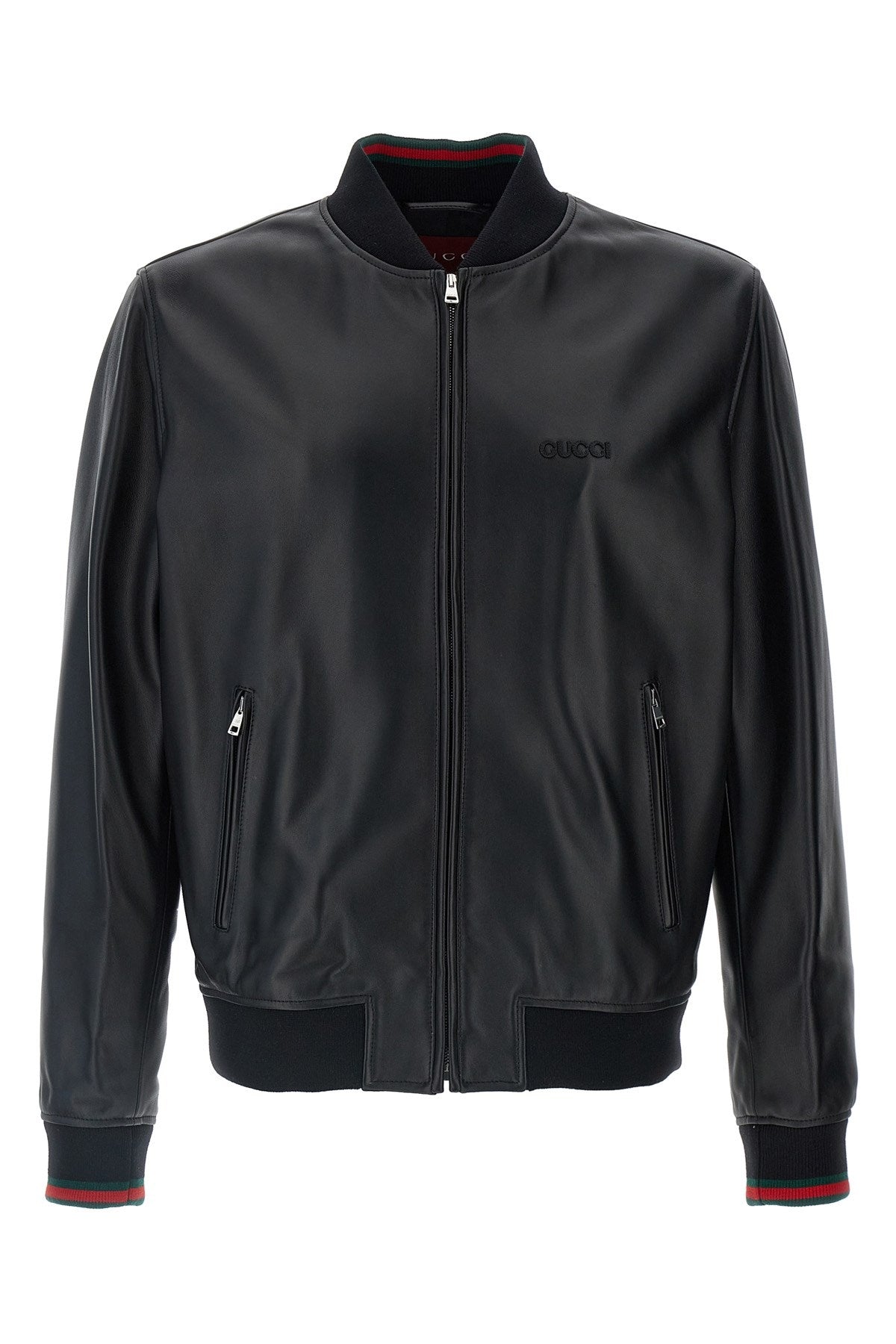 Gucci Men Leather Bomber Jacket