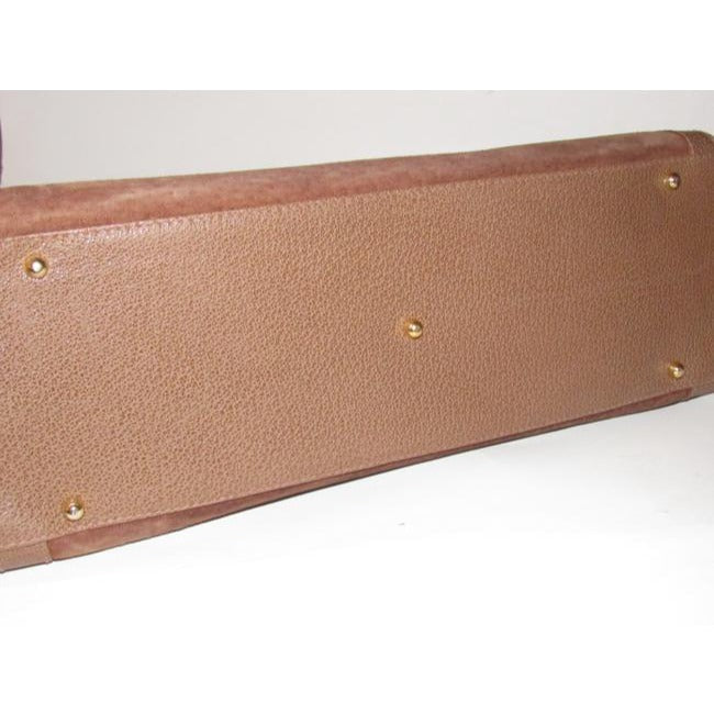 Gucci Shopper Tote Bag Tan Suedebamboo Handles And Leather With Satchel