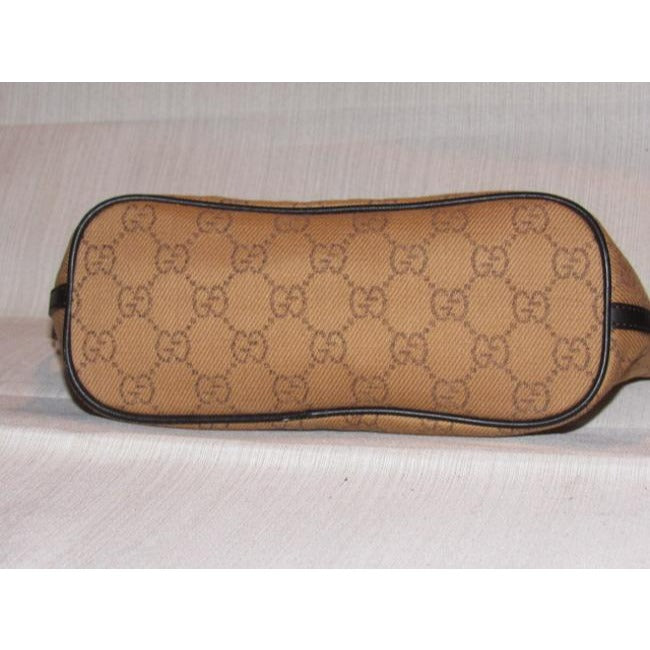 Gucci Pouchette Purses Burnt Orange And Brown Canvas Leather Hobo Bag