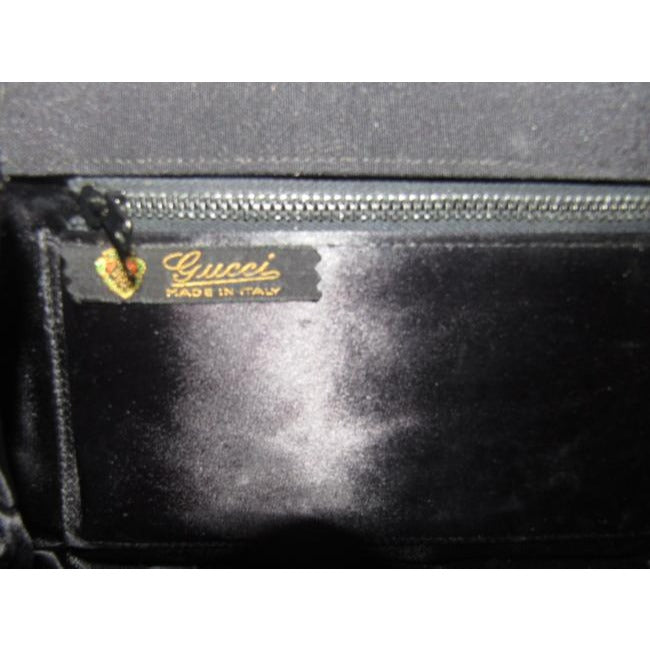 Gucci Evening W Early Enamel And Rhinestone Clasp Black Silk Corde Shoulder Bag