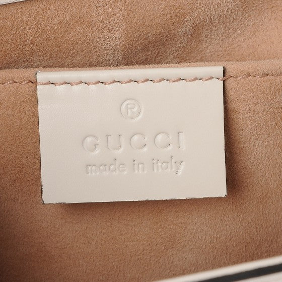 Gucci Small Floral Embroidered Padlock Shoulder Bag in White