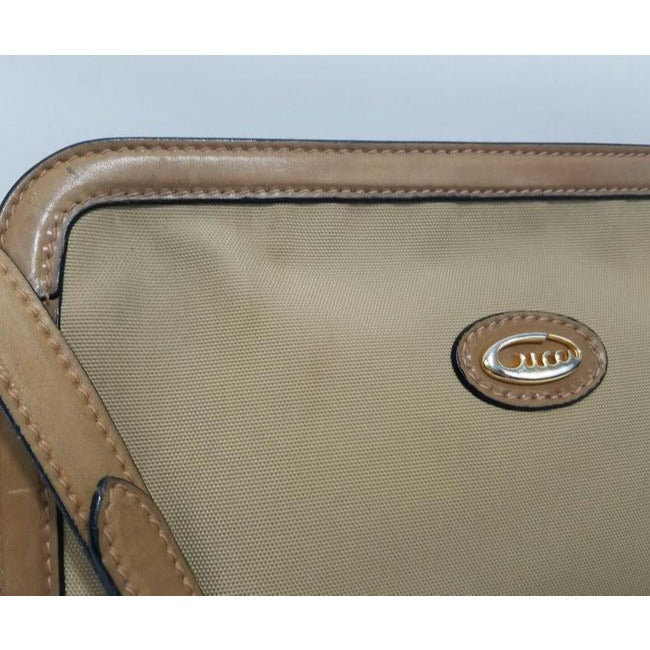 Gucci Vintage Khaki Canvas And Leather Canvas Shoulder Bag