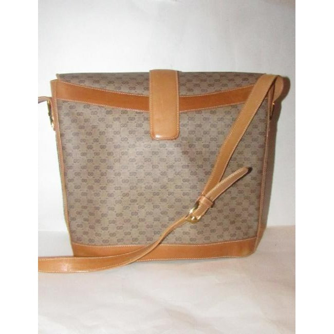 Gucci Brown Micro Guccissima Print Leather Bucket Bag W Red Green Striped Sides