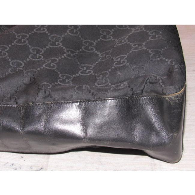 Gucci Vintage Large G Logo Print Canvas And Black Leather Accents Hobo Bag