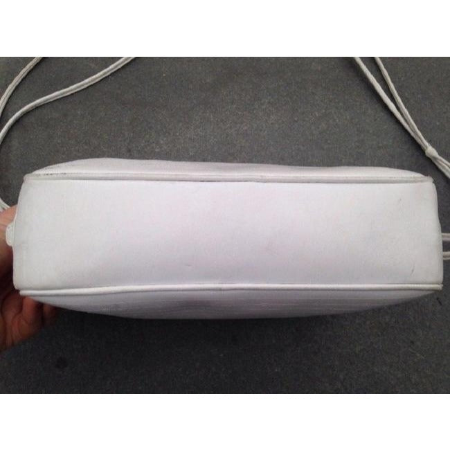 Gucci Vintage Pursesdesigner Purses White Canvas With Small G Logo And Leather Coated Shoulder Bag