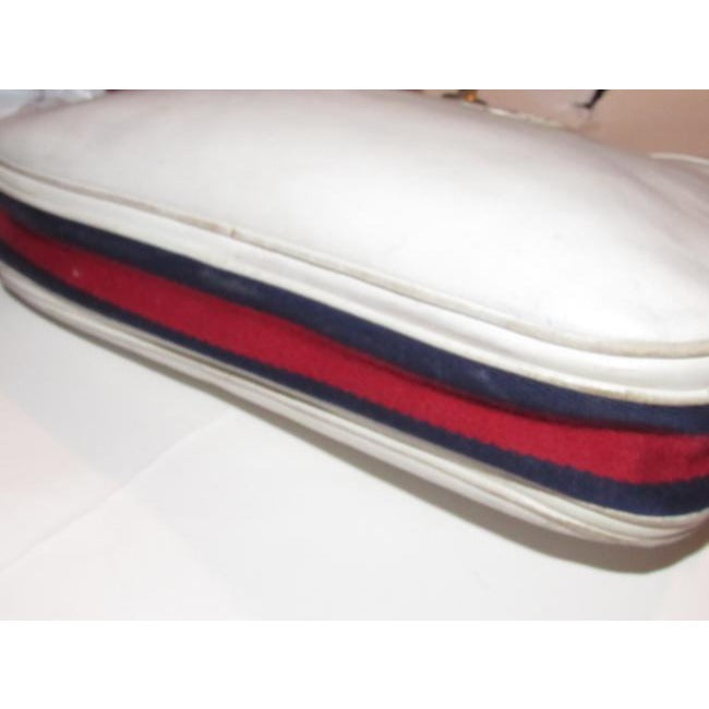 Gucci Vintage Pursesdesigner Purses White Leather With Red And Blue Striped Accents Canvas Shoulder