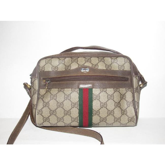 Gucci Vintage Pursesdesigner Purses Shades Of Brown Large G Logo Print Coated Canvas And Leather Wit