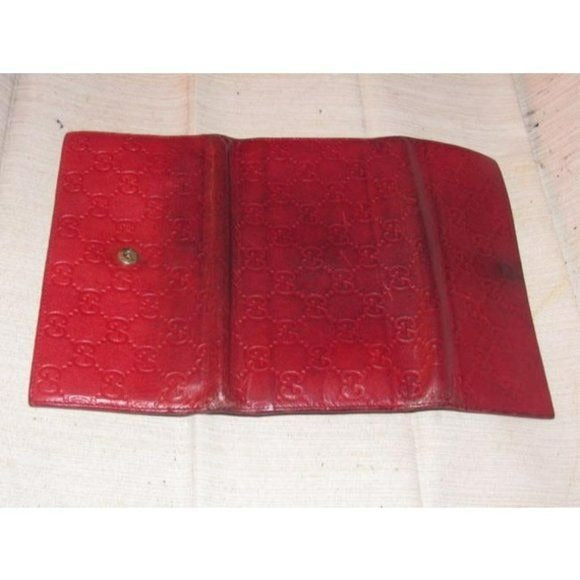 Gucci Deep Red Leather With An Embossed G Print Xl Designer Wallet
