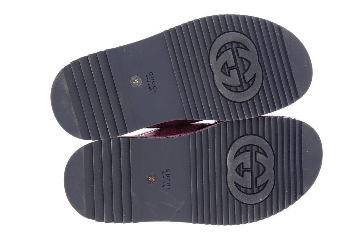 Gucci Pink Canvas GG Cross Strap Sandals SZ 37