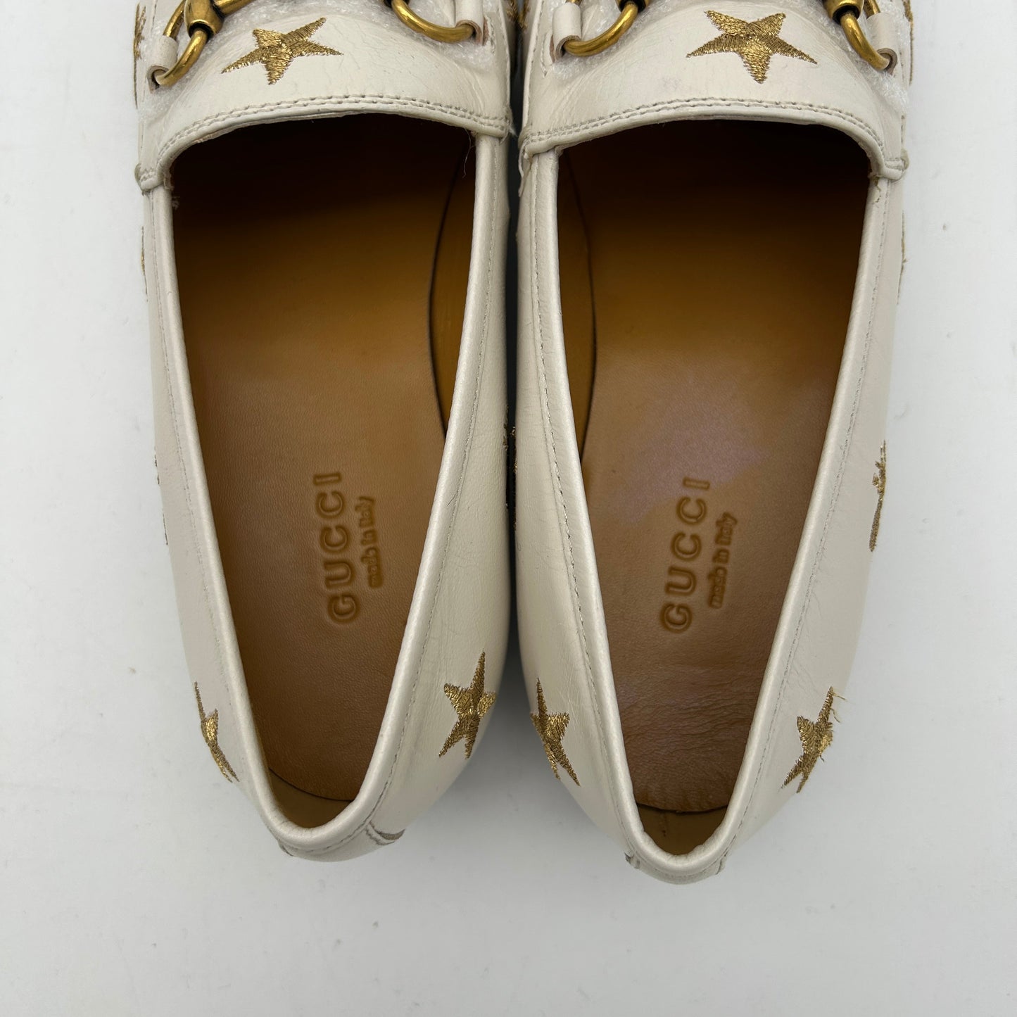 GUCCI - Jordaan Flat - Leather White for Women, US Women`s Size 4 24080802