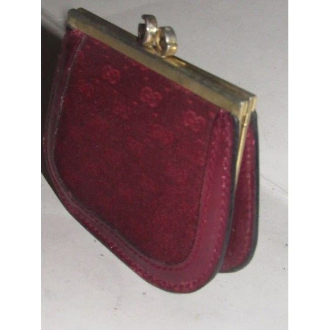 Gucci Burgundy Small G Logo Print Vintage Wallet