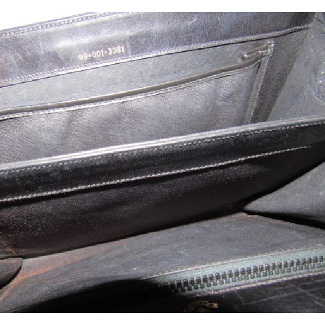 Gucci Horsebit Vintage Glossy Black Leather With Gold Equestrian Accents