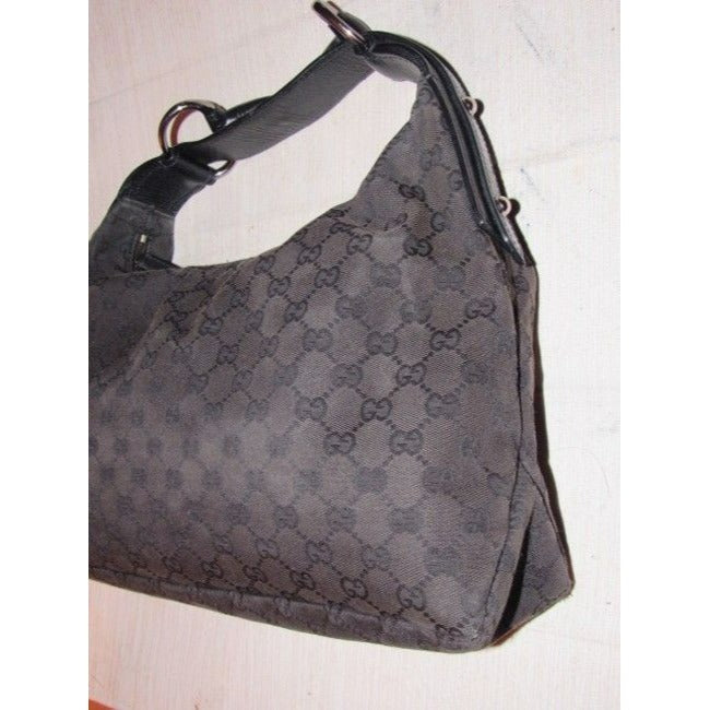 Gucci Vintage Pursesdesigner Purses Black Large G Logo Canvas And Black Leather Leathercanvas Hobo B