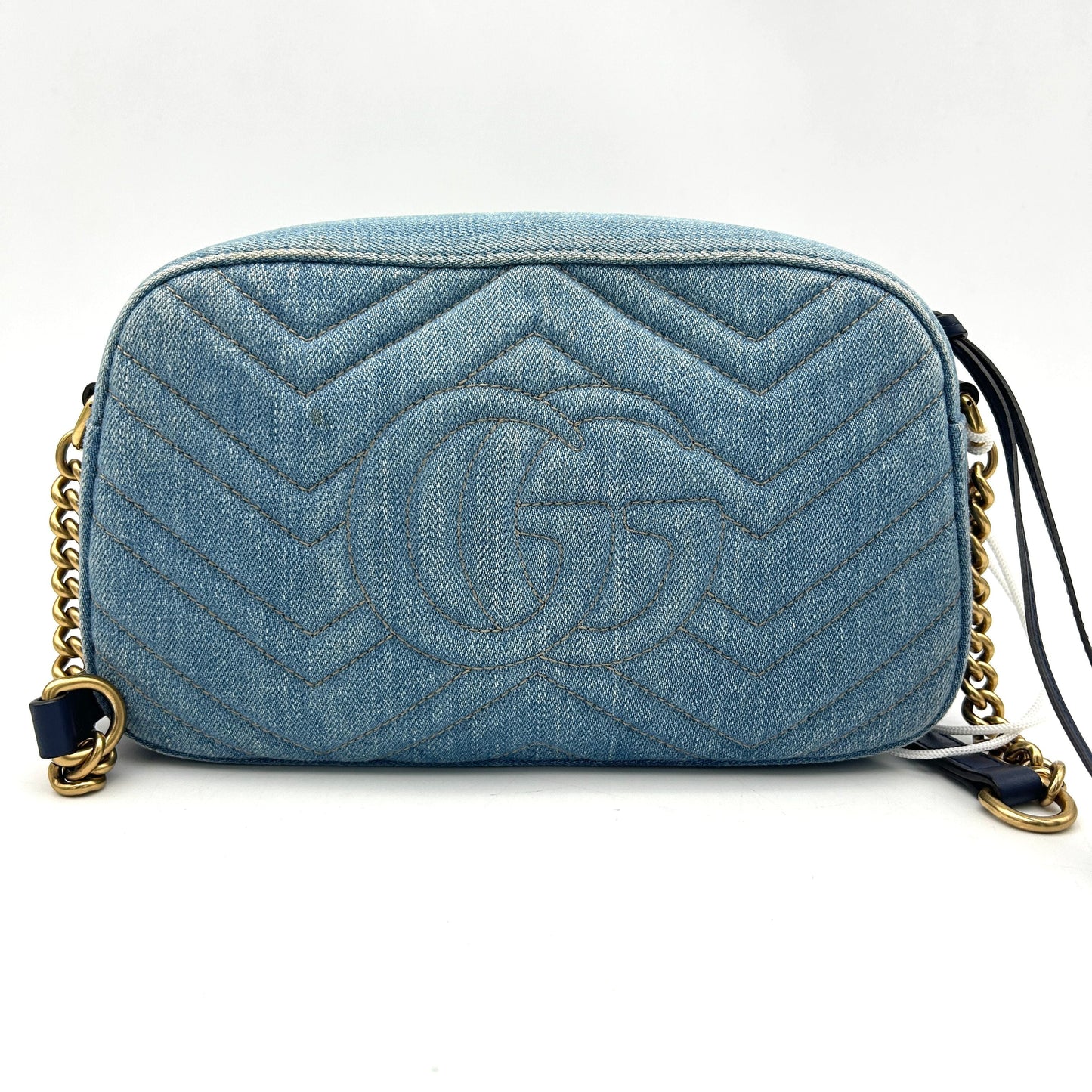 Gucci Floral GG Marmont Denim Camera Bag - Blue Crossbody Bags, Handbags LA24878