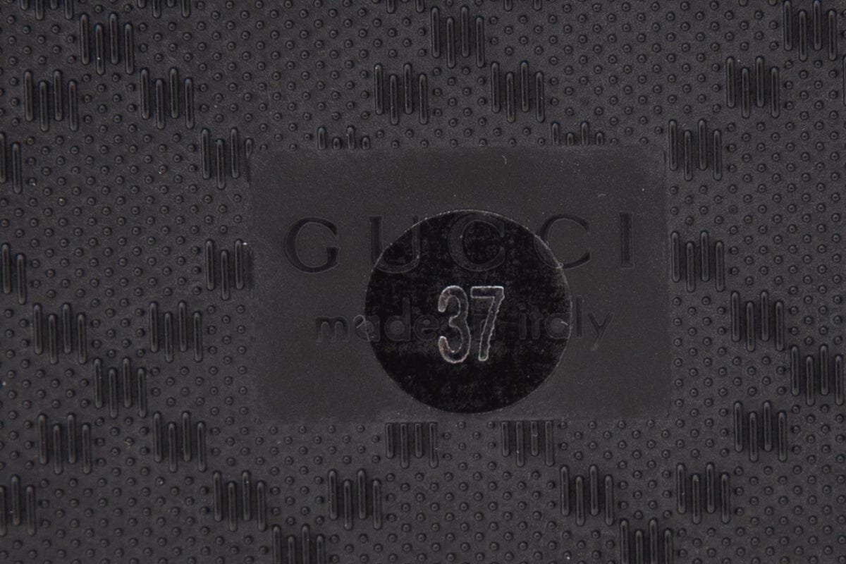 Gucci Black Leather Monogram Slides SZ 37