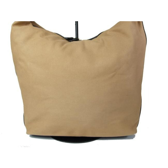 Gucci Vintage Camel Canvas And Brown Leather Bottom With Red Green Stripe Hobo
