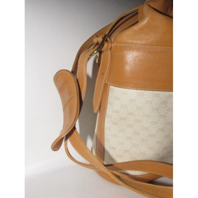 Gucci Vintage Pursesdesigner Purses Camel Leather And A Camel Small G Print On Ivory Coated Canvas S