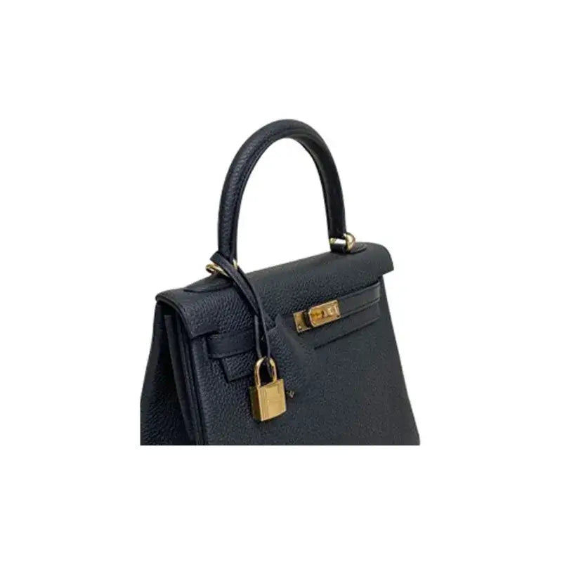 HERMES Kelly 25  navy blue Togo leather Bag Handbag (25,28) gold hardware