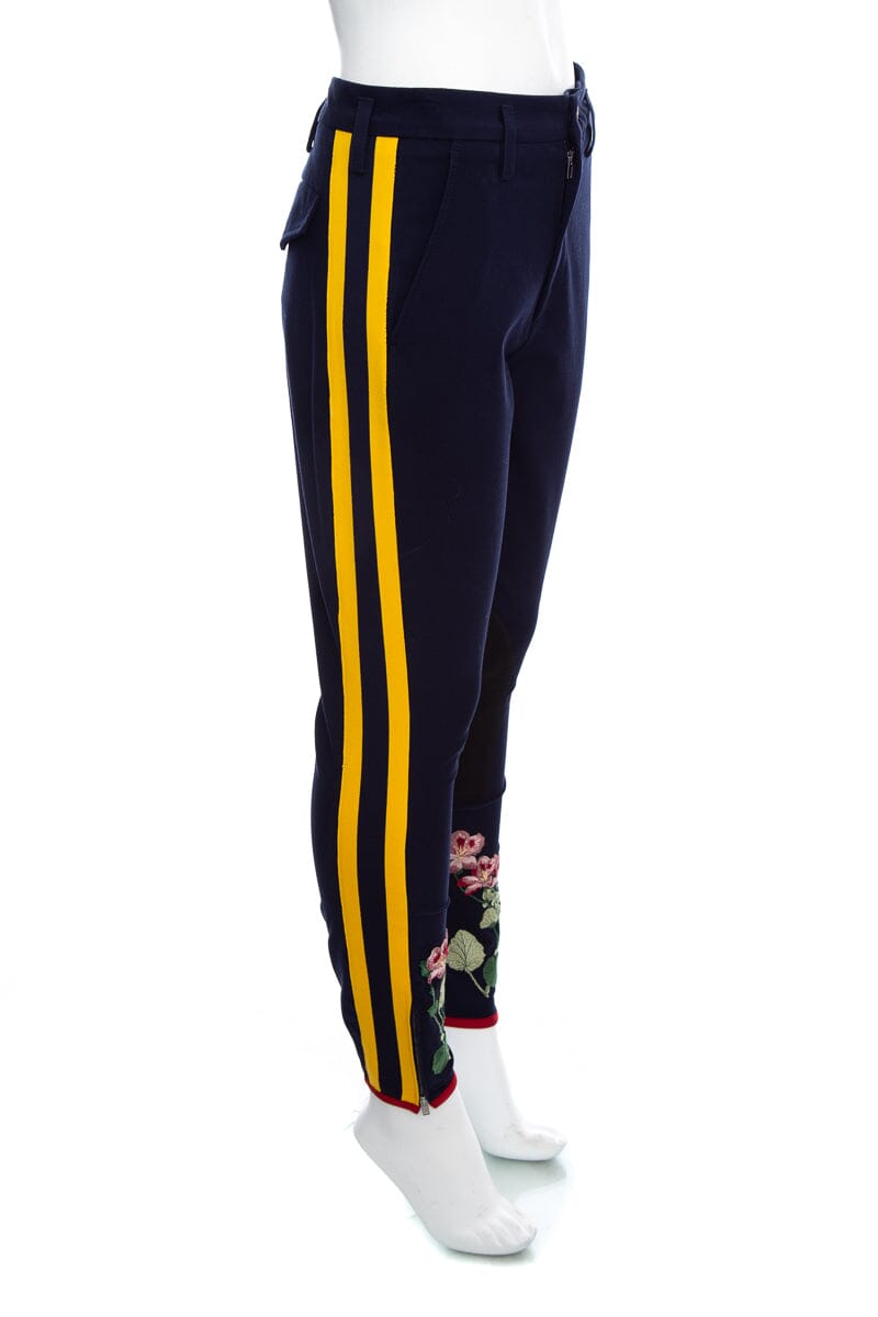 Gucci Navy Equestrian Riding Pants with Floral Embroidery SZ 42