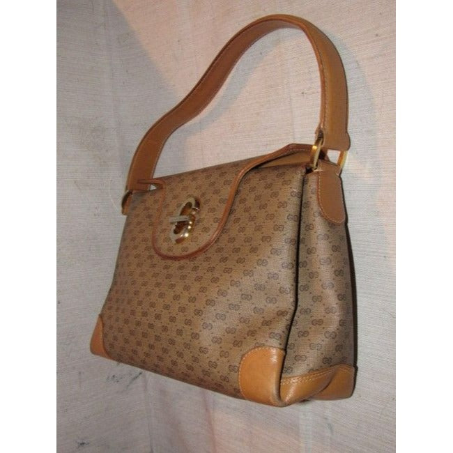 Gucci Brown Micro Guccissima Print Jackie satchel w a 'G' Twist Clasp
