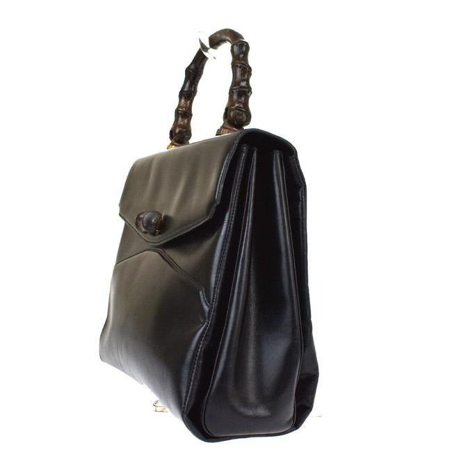 Gucci Daily Top Handle W Bamboo Clasp Khaki Brown Leather Shoulder Bag