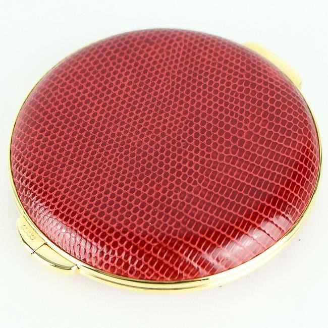 Gucci Red Lizard Leather Gold Compact