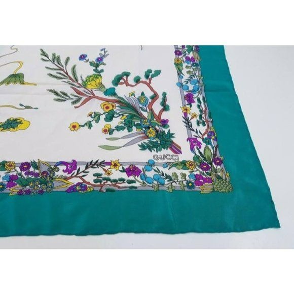 Gucci Multi Color Floral Print XL Silk Scarf
