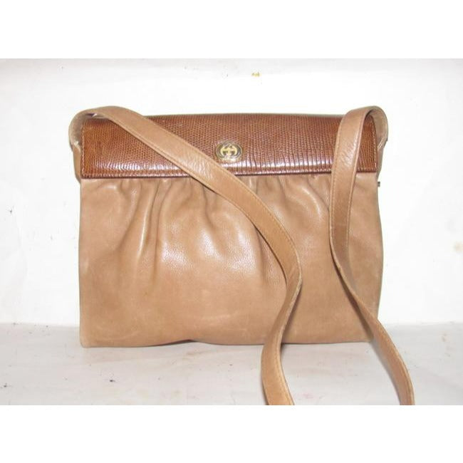 Gucci Vintage Pursesdesigner Purses Brown Python Skin And Camel Smooth Leather Shoulder Bag
