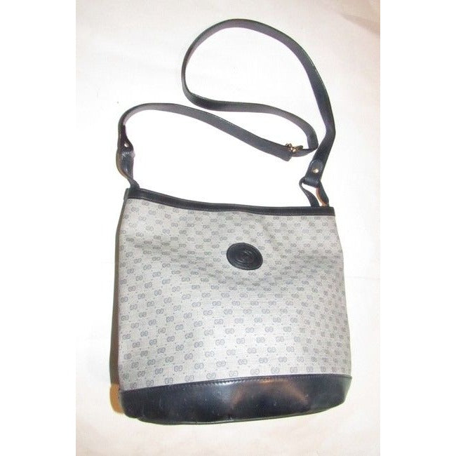 Gucci Navy Micro Guccissima Print on White Leather Bucket Bag