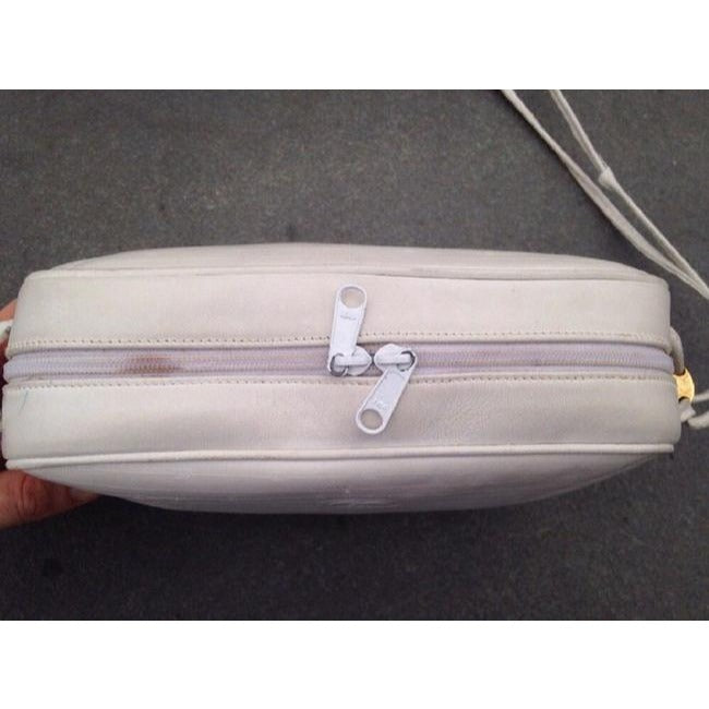 Gucci Vintage Pursesdesigner Purses White Canvas With Small G Logo And Leather Coated Shoulder Bag