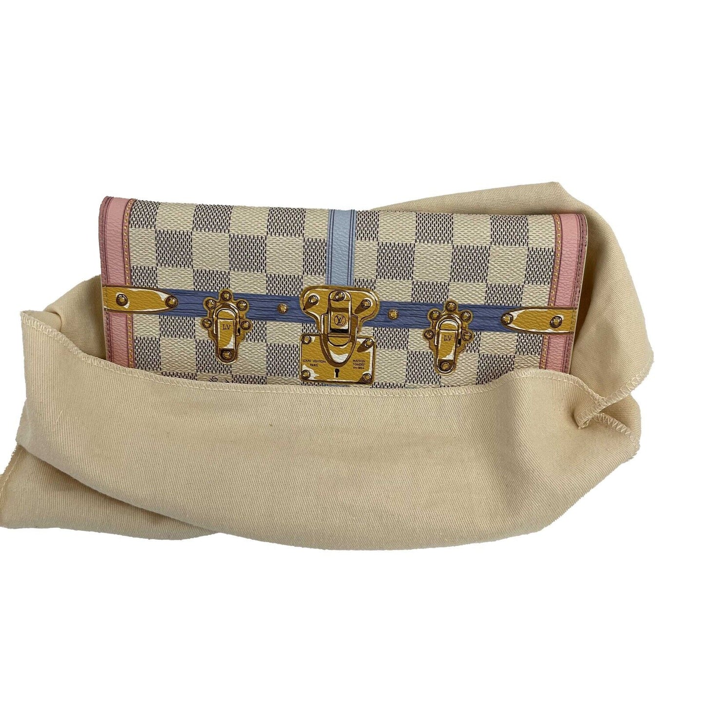 LOUIS VUITTON - Rare Damier Azur Summer Trunks Pochette Weekend Chain Crossbody