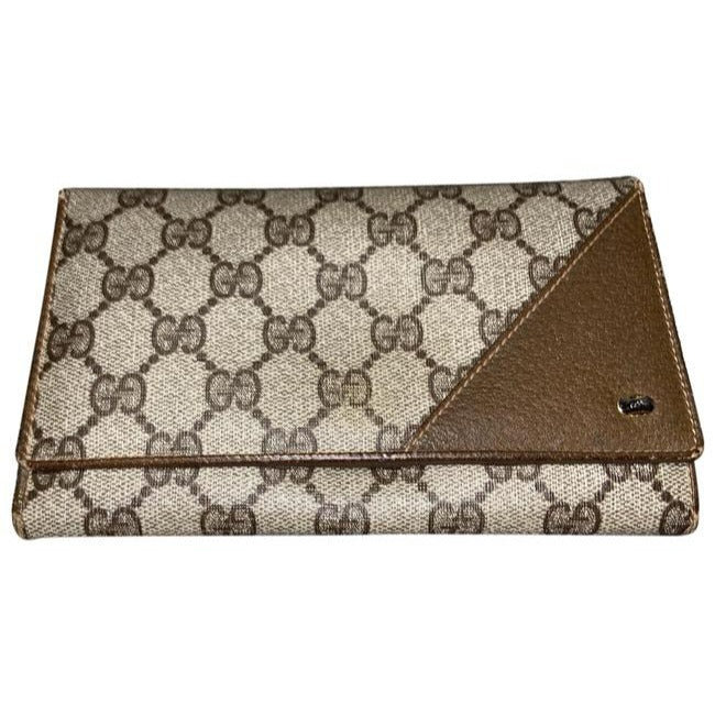 Gucci Brown Guccissima Print Xl Early Tri Fold Continental Wallet