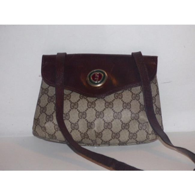 Gucci Vintage Large G Designer Purses Brown Gg Supreme Canvas Hobo Bag