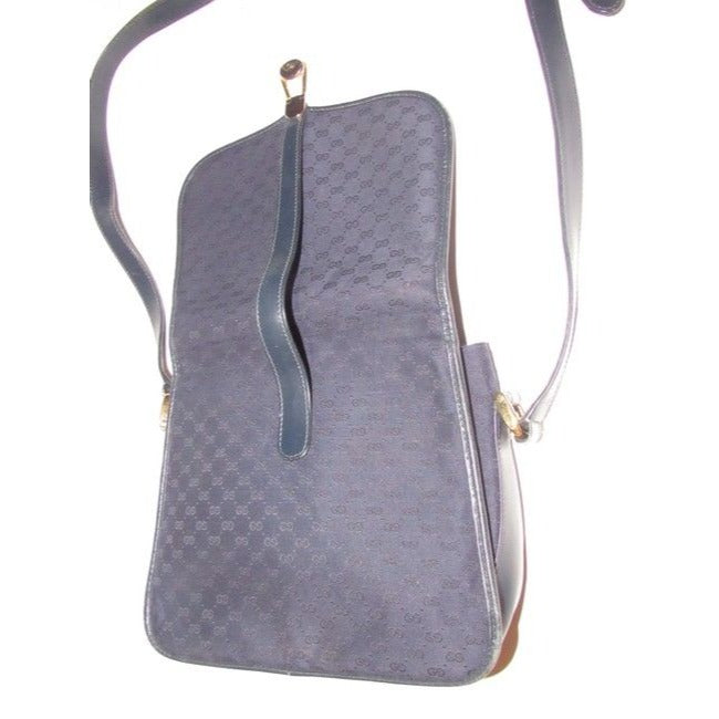 Gucci Vintage Pursesdesigner Purses Blue Leather And Gg Leather Shoulder Bag