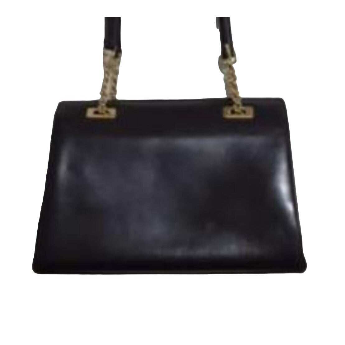Gucci, unique, brown leather, large satchel style  shoulder bag with a snap hinged top, two longer gold chain & leather shoulder straps