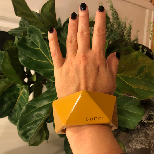 Gucci Hexagon Resin Bracelet In Yellow