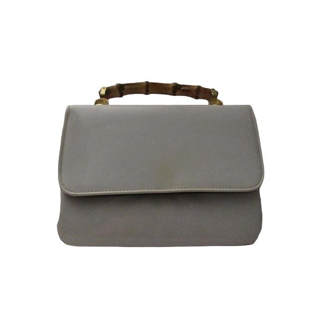 Gucci Box W Lunch Bamboo Handle White Patent Leather Satchel