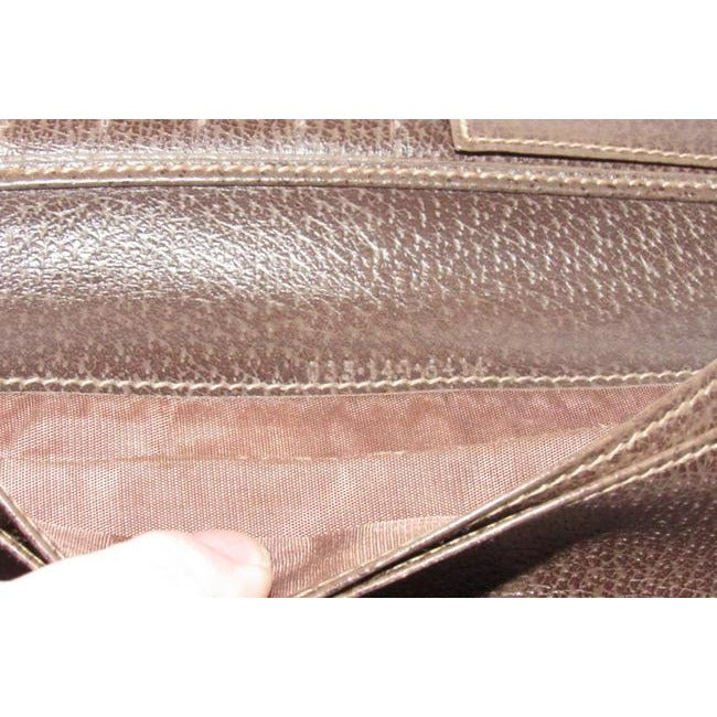 Gucci Brown G Printed Green Stripe Xl W Collection Continental Sherry Wallet