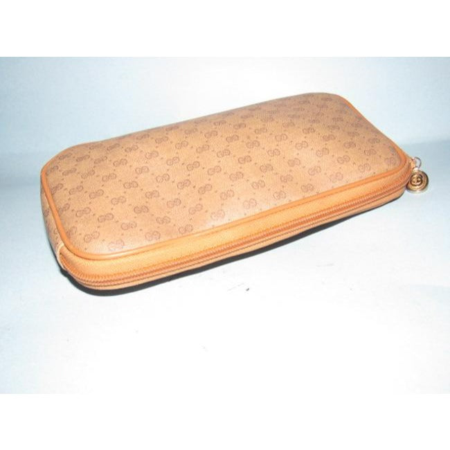 Gucci Vintage Purses Brown Patent Gg Canvas Clutch