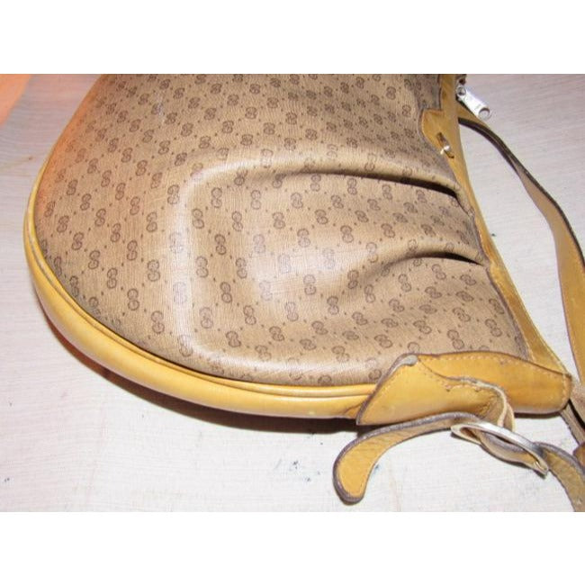 Gucci Sukey Vintage Brown Small G Logo Print Coated Canvas And Camel Leather