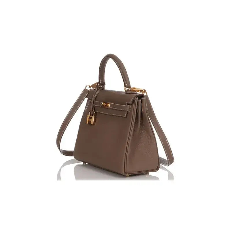 HERMES Kelly elephant gray Togo leather Bag (25,28) Handbag
