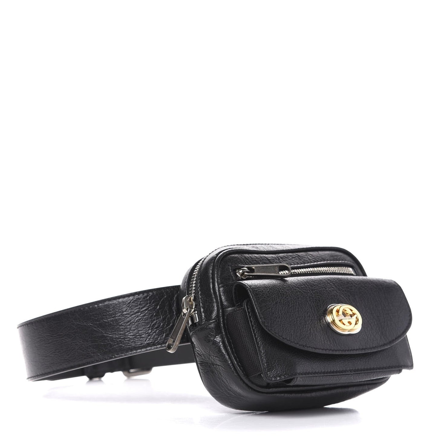 Gucci Marina Morpheus Crackled Leather Belt Bag in Black