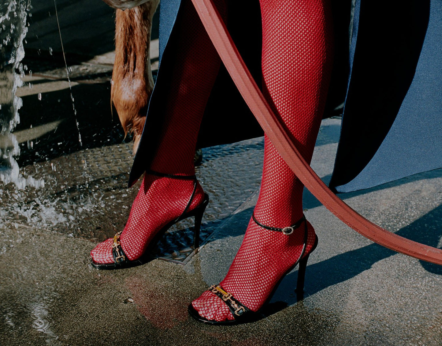 Gucci Nettina Fishnet Tights in Washed Rose Red