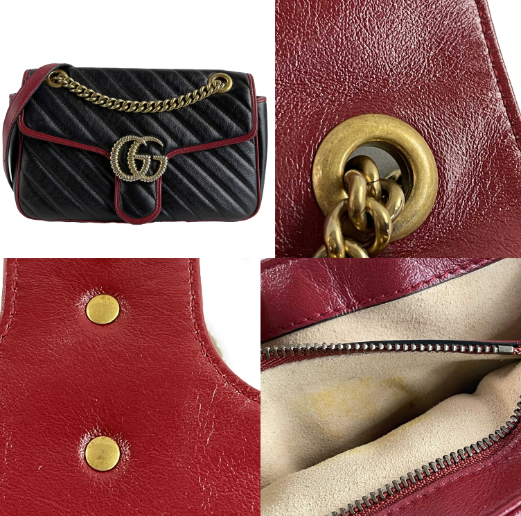 GUCCI GG Marmont Flap Diagonal Quilted Leather Small