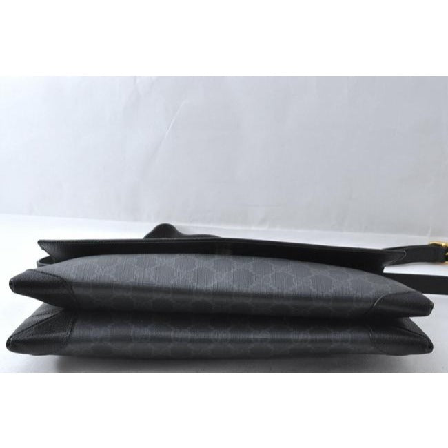 Gucci Clutch Two Way Grey On Black Guccissima Print Coated Canvas And Leather Shoulder Bag