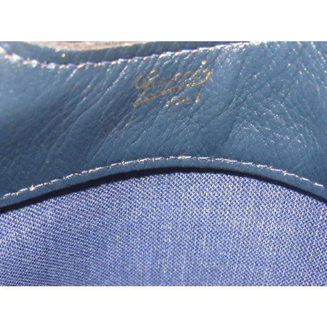 Gucci Guccissima Print Top Handle Shopper Navy Leather And Coated Canvas Tote