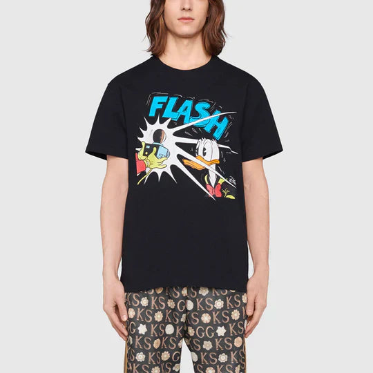 Gucci x Disney Oversized Donald Duck Cotton Black T-Shirt