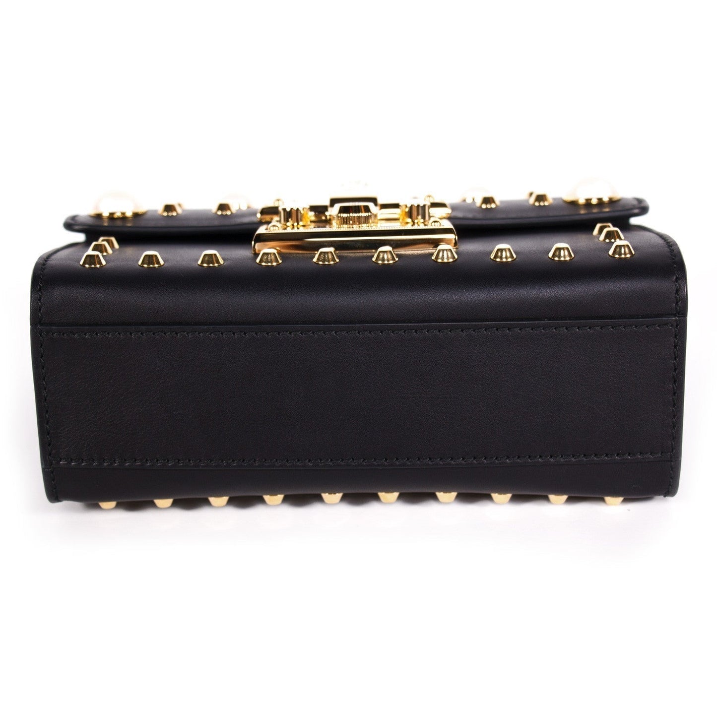 Gucci Padlock Studded Leather Shoulder Bag