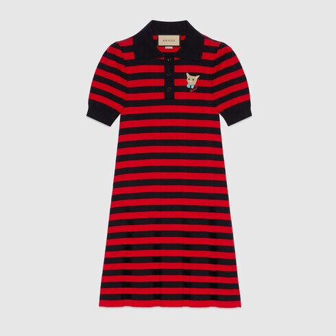 Gucci Striped Cotton Knit Polo Dress